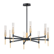Flambeau 8 Light LED Chandelier in Black / Antique Brass