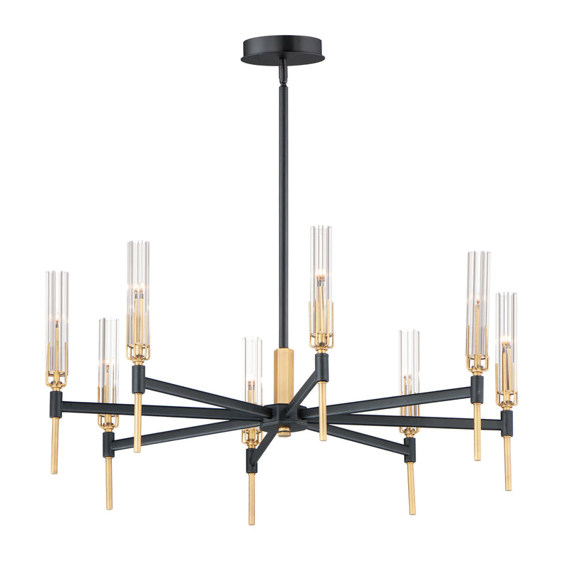 Flambeau 8 Light LED Chandelier in Black / Antique Brass