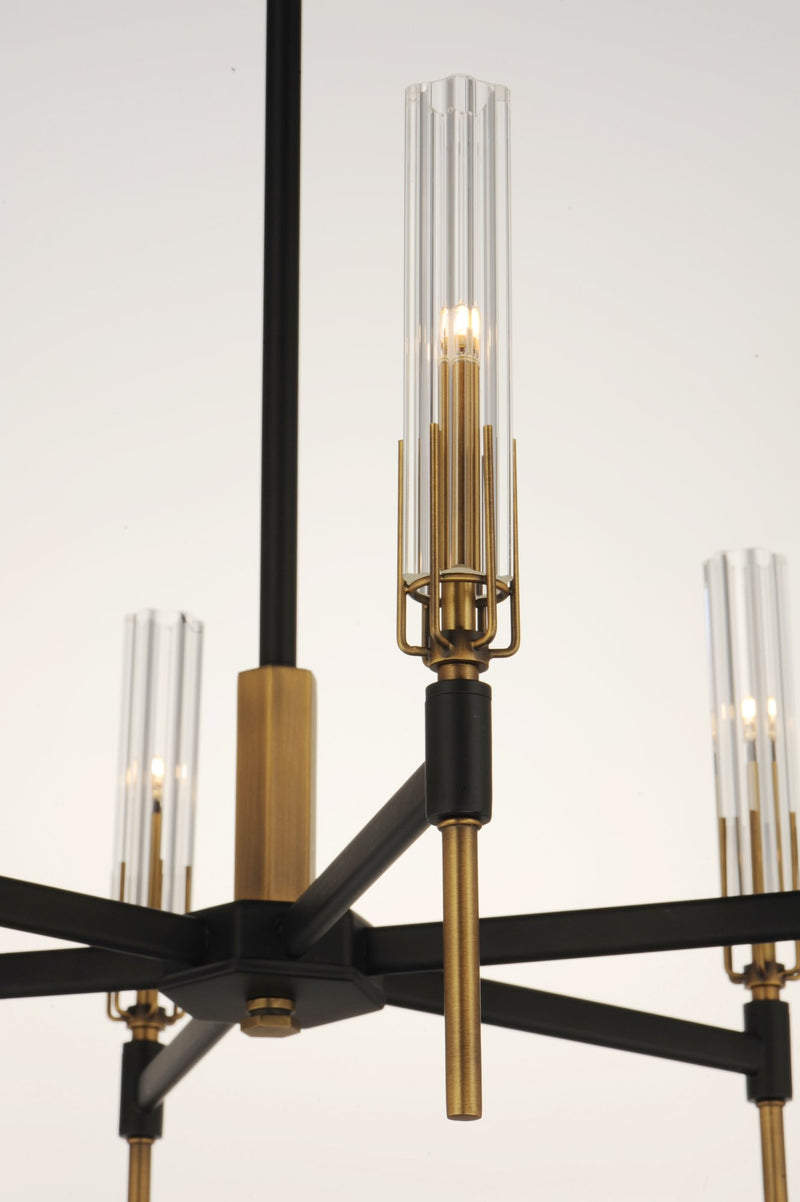 Flambeau 8 Light LED Chandelier in Black / Antique Brass