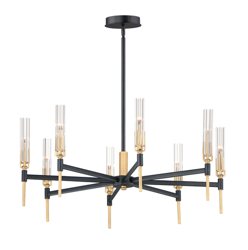 Flambeau 8 Light LED Chandelier in Black / Antique Brass