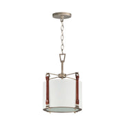 Sausalito 1 Light Pendant in Weathered Zinc / Brown Suede