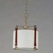 Sausalito 1 Light Pendant in Weathered Zinc / Brown Suede