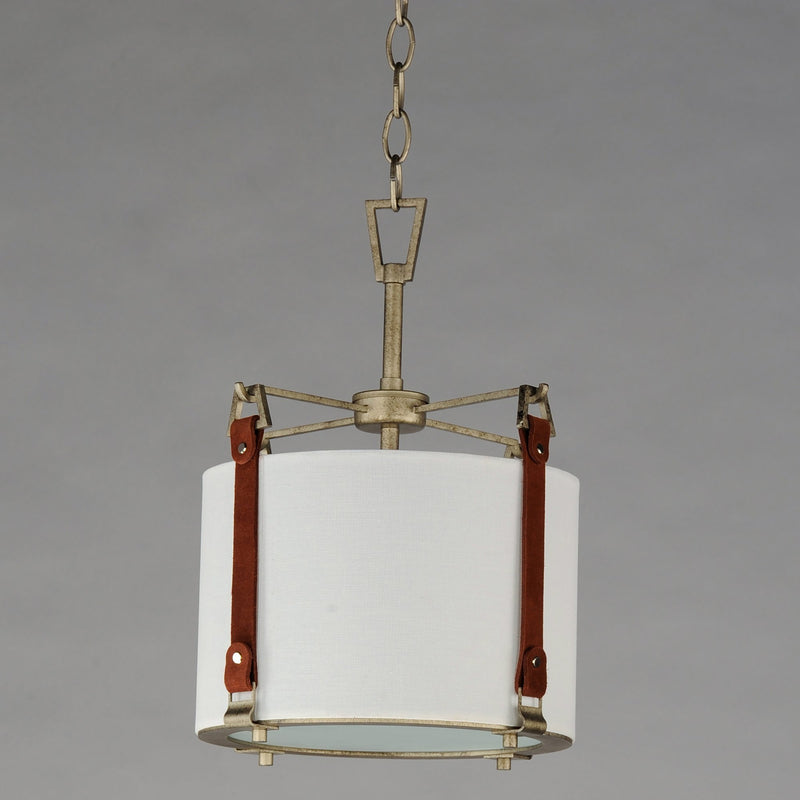 Sausalito 1 Light Pendant in Weathered Zinc / Brown Suede