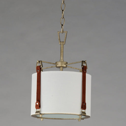 Sausalito 1 Light Pendant in Weathered Zinc / Brown Suede