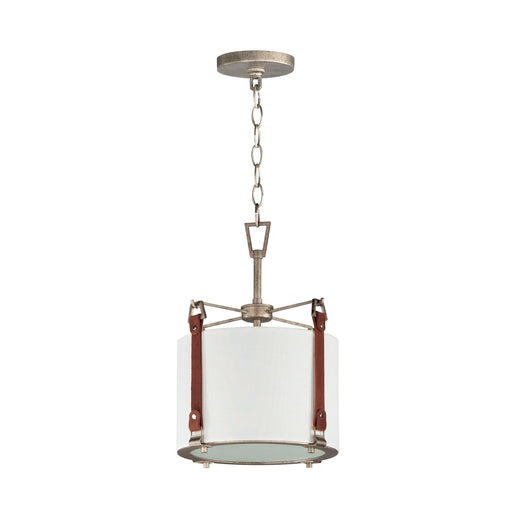 Sausalito 1 Light Pendant in Weathered Zinc / Brown Suede