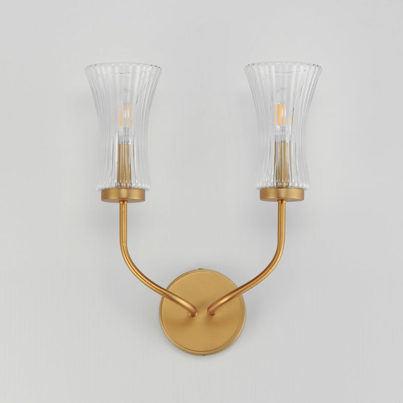 Camelot 2 Light Wall Sconce in Natural Aged Brass