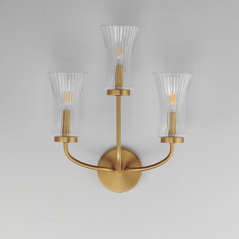 Camelot 3 Light Bath Vanity in Natural Aged Brass