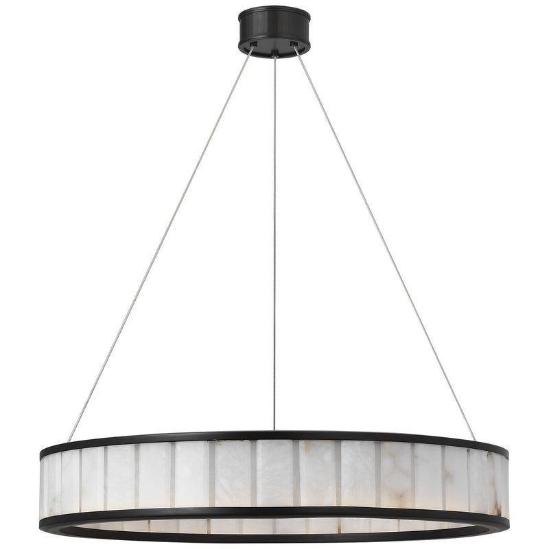 Iterna 30" Alabaster Ring Pendant in Modern Iron