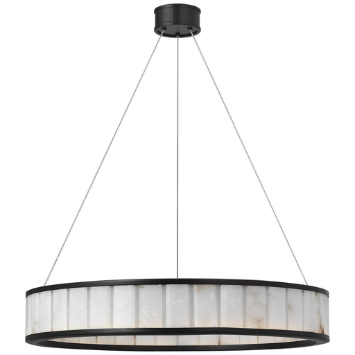 Iterna 30" Alabaster Ring Pendant in Modern Iron