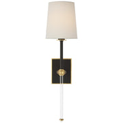 Lucia 21" Cordless Wall Sconce in Matte Black and Crystal