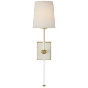 Lucia 21" Cordless Wall Sconce in Matte White and Crystal