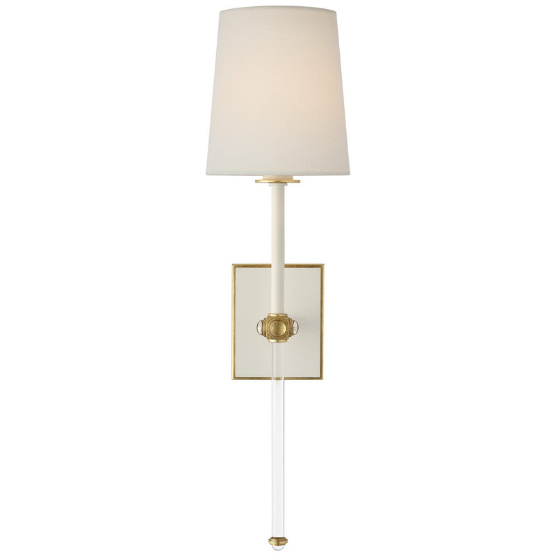 Lucia 21" Cordless Wall Sconce in Matte White and Crystal
