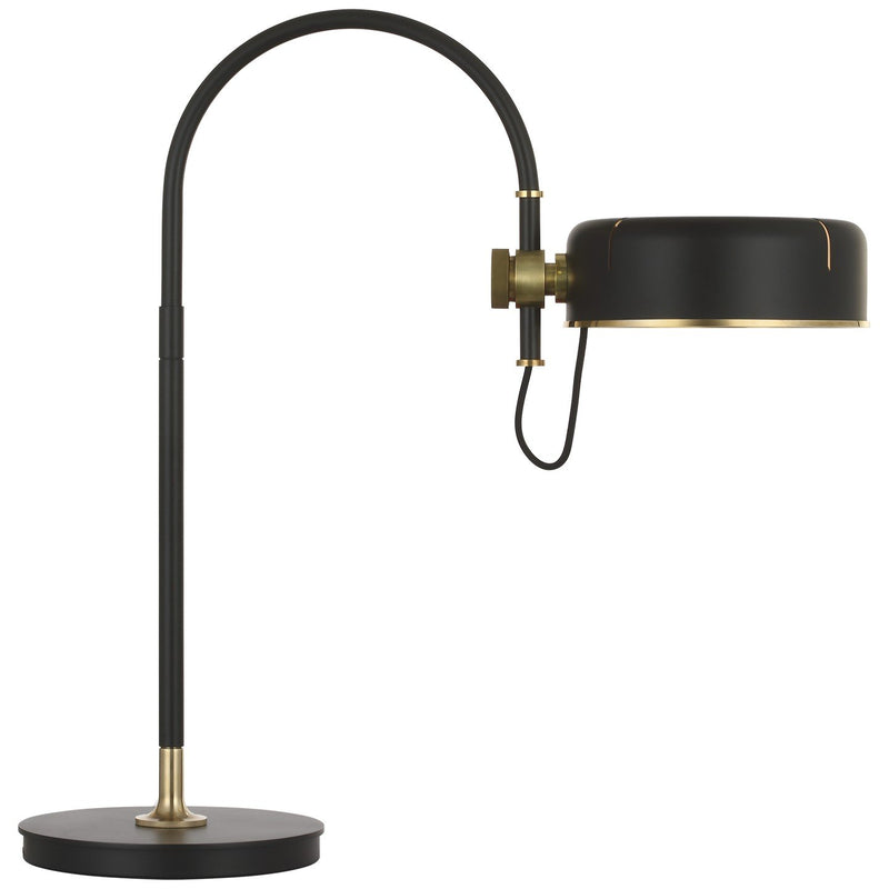 Oso 25" Arc Desk Lamp in Modern Iron and Hand-Rubbed Antique Brass