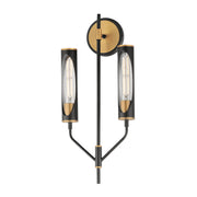Regent 2 Light Wall Sconce in Black / Antique Brass
