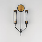 Regent 2 Light Wall Sconce in Black / Antique Brass