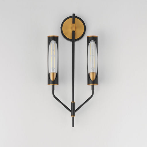 Regent 2 Light Wall Sconce in Black / Antique Brass