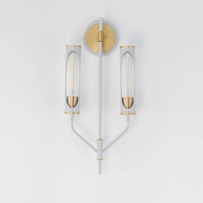 Regent 2 Light Wall Sconce in Light French Gray / Natural Aged Brass