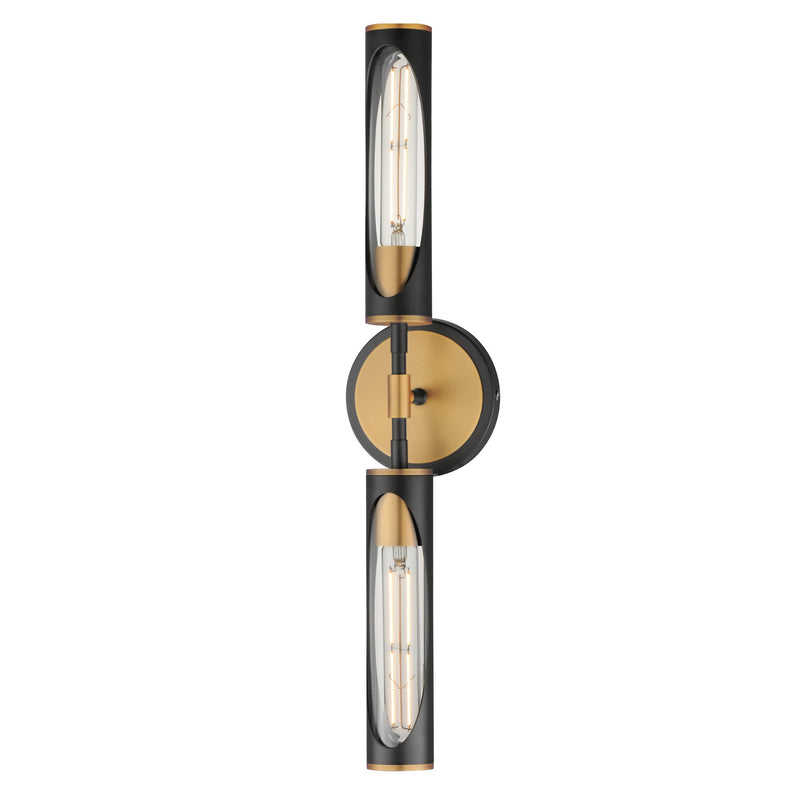Regent 2 Light Bath Vanity in Black / Antique Brass