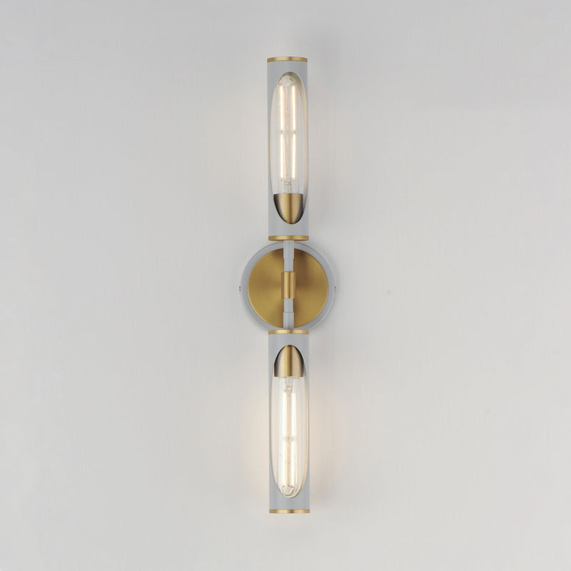 Regent 2 Light Bath Vanity in Light French Gray / Natural Aged Brass