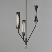 Regent 3 Light Chandelier in Black / Antique Brass