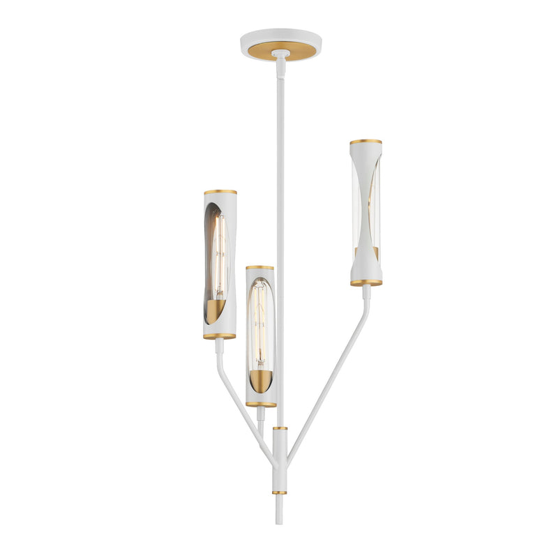 Regent 3 Light Chandelier in Light French Gray / Natural Aged Brass