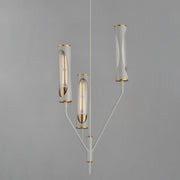 Regent 3 Light Chandelier in Light French Gray / Natural Aged Brass