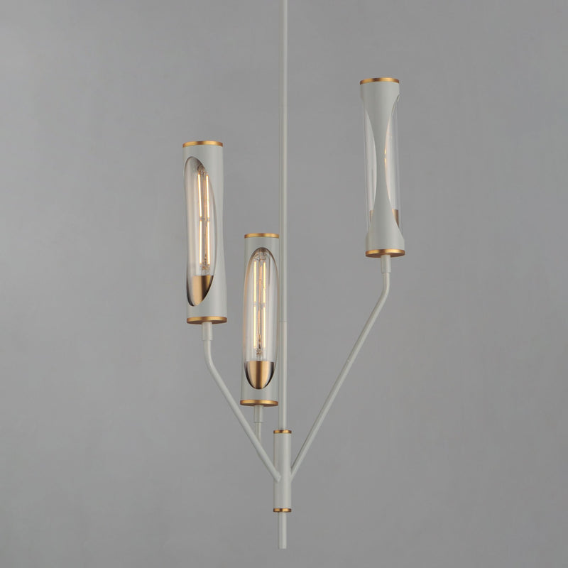 Regent 3 Light Chandelier in Light French Gray / Natural Aged Brass