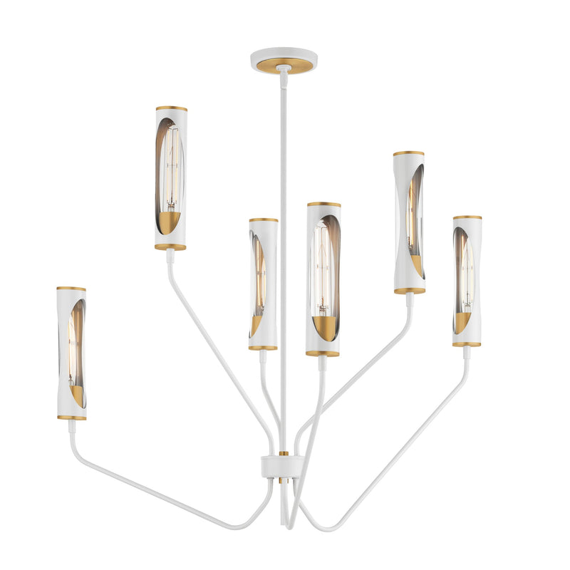 Regent 6 Light Chandelier in Light French Gray / Natural Aged Brass