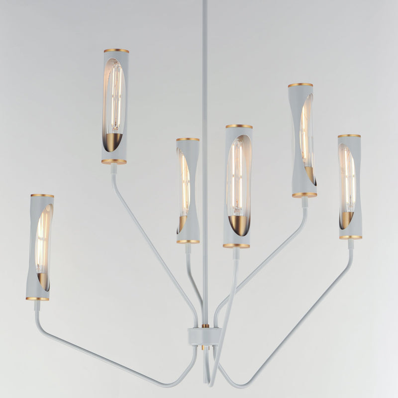 Regent 6 Light Chandelier in Light French Gray / Natural Aged Brass