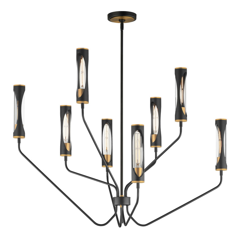 Regent 8 Light Chandelier in Black / Antique Brass