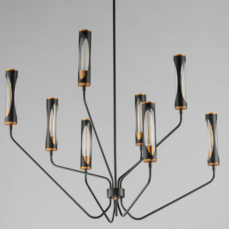 Regent 8 Light Chandelier in Black / Antique Brass