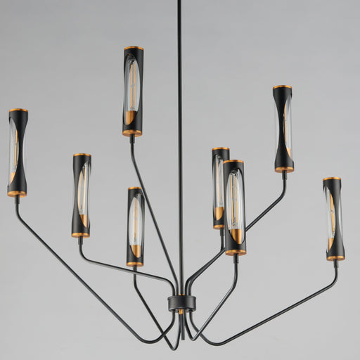 Regent 8 Light Chandelier in Black / Antique Brass