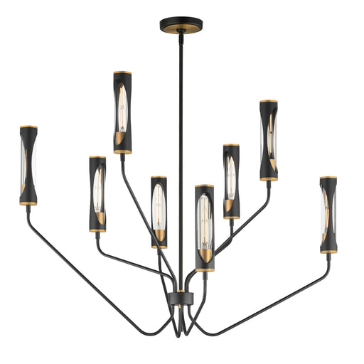 Regent 8 Light Chandelier in Black / Antique Brass