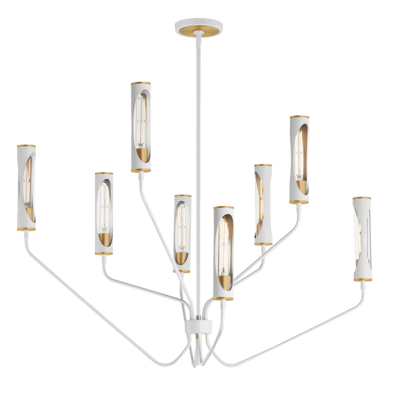 Regent 8 Light Chandelier in Light French Gray / Natural Aged Brass