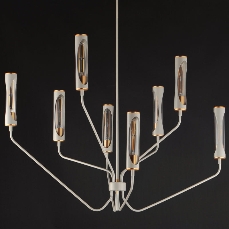 Regent 8 Light Chandelier in Light French Gray / Natural Aged Brass