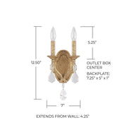 Blakely 2-Light Wall Sconce in Antique Gold