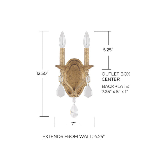 Blakely 2-Light Wall Sconce in Antique Gold