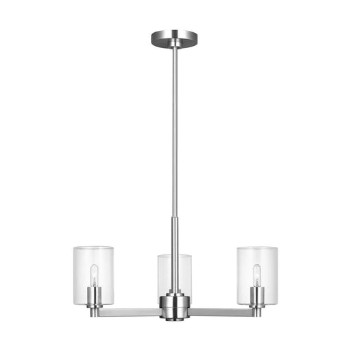 Fullton 3-Light Clear Glass Chandelier in Chrome