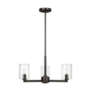 Fullton 3-Light Clear Glass Chandelier in Midnight Black
