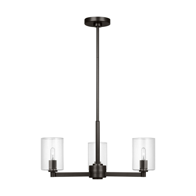 Fullton 3-Light Clear Glass Chandelier in Midnight Black