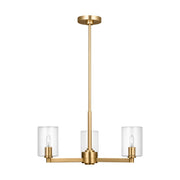 Fullton 3-Light Clear Glass Chandelier in Satin Brass