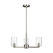 Fullton 3-Light Clear Glass Chandelier in Brushed Nickel