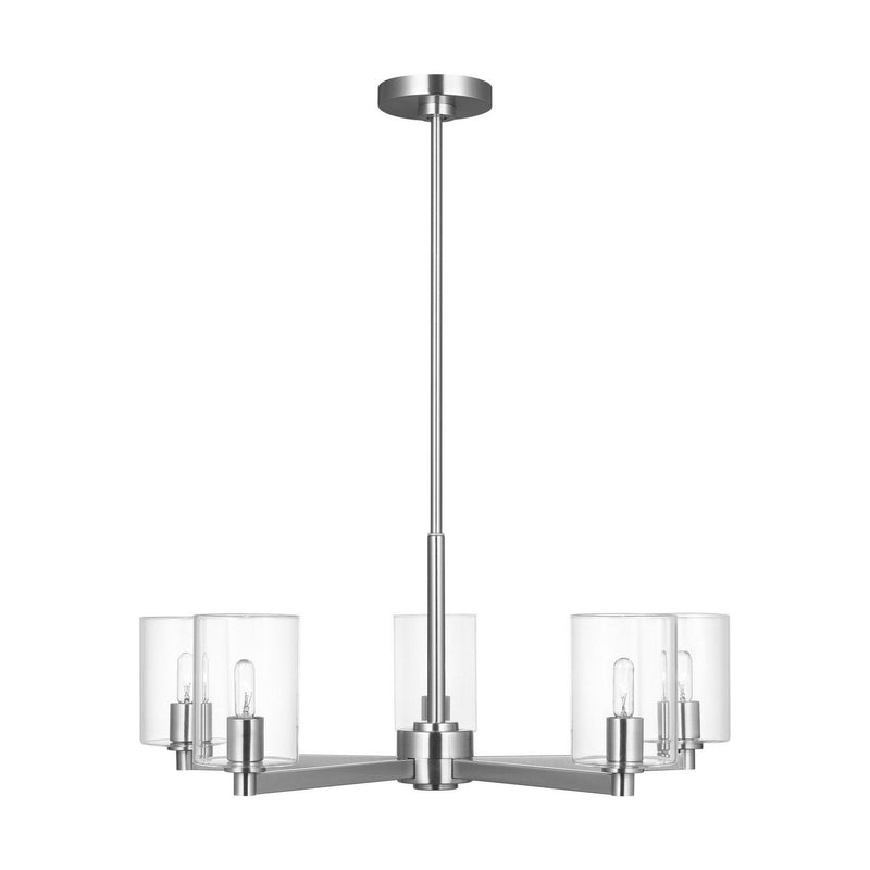 Fullton 5-Light Clear Glass Chandelier in Chrome
