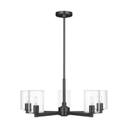 Fullton 5-Light Clear Glass Chandelier in Midnight Black