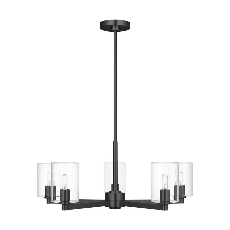 Fullton 5-Light Clear Glass Chandelier in Midnight Black