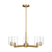Fullton 5-Light Clear Glass Chandelier in Satin Brass