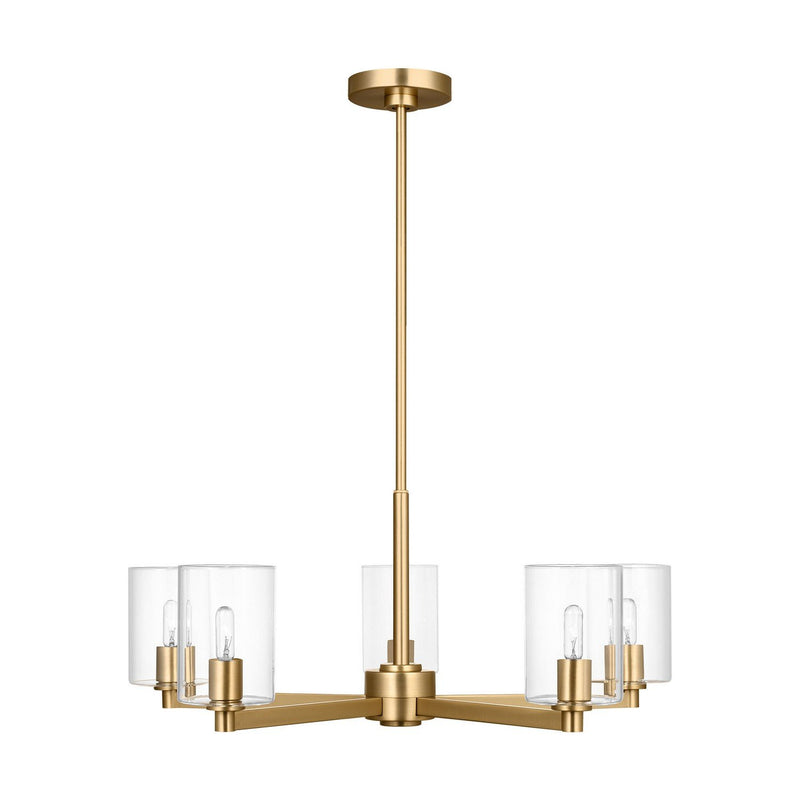 Fullton 5-Light Clear Glass Chandelier in Satin Brass