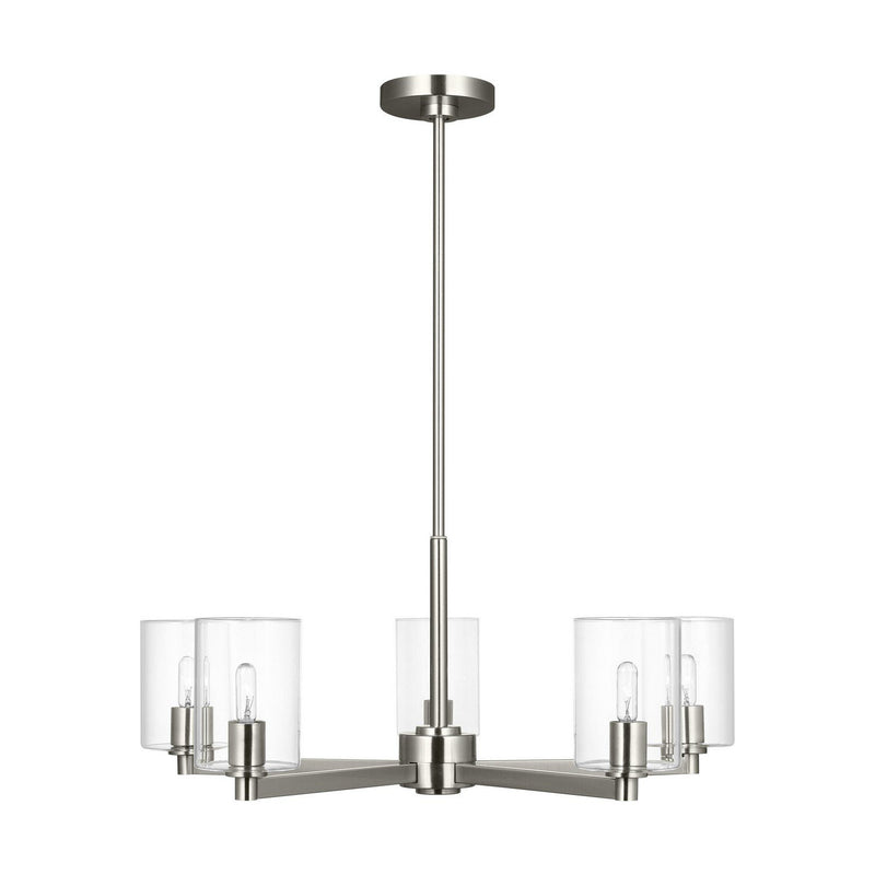Fullton 5-Light Clear Glass Chandelier in Brushed Nickel