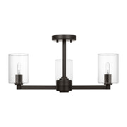 Fullton 3-Light Clear Glass Semi-Flush Mount in Midnight Black