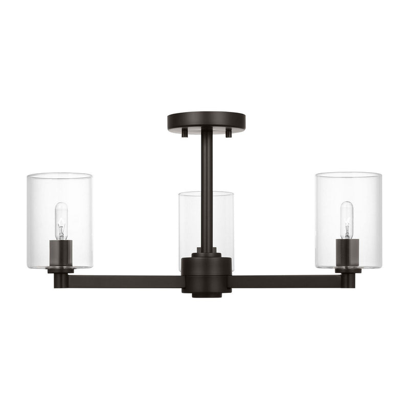 Fullton 3-Light Clear Glass Semi-Flush Mount in Midnight Black
